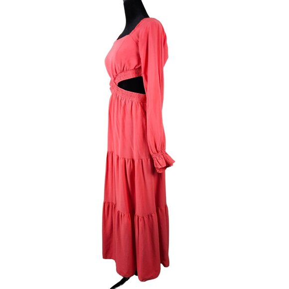 Merokeety Women's Boho Tiered Cutout Maxi Dress Size Medium Party Casual Orange - Picture 3 of 9